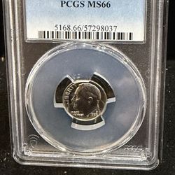1985 P Brilliant Uncirculated Roosevelt Dime Graded At MS66 By PCGS 5-5