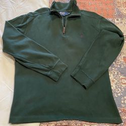 Men's Polo Ralph Lauren Forrest Green 1/4 Zip Sweatshirt, Size Medium