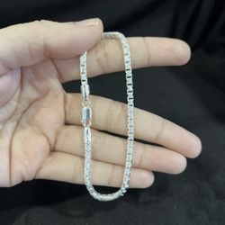 .925 Sterling Silver Men's Women Diamond Cut Round Box Chain Bracelet 9”