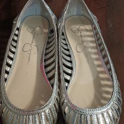 Girls Casual Silver Flat Shoes Size 6m
