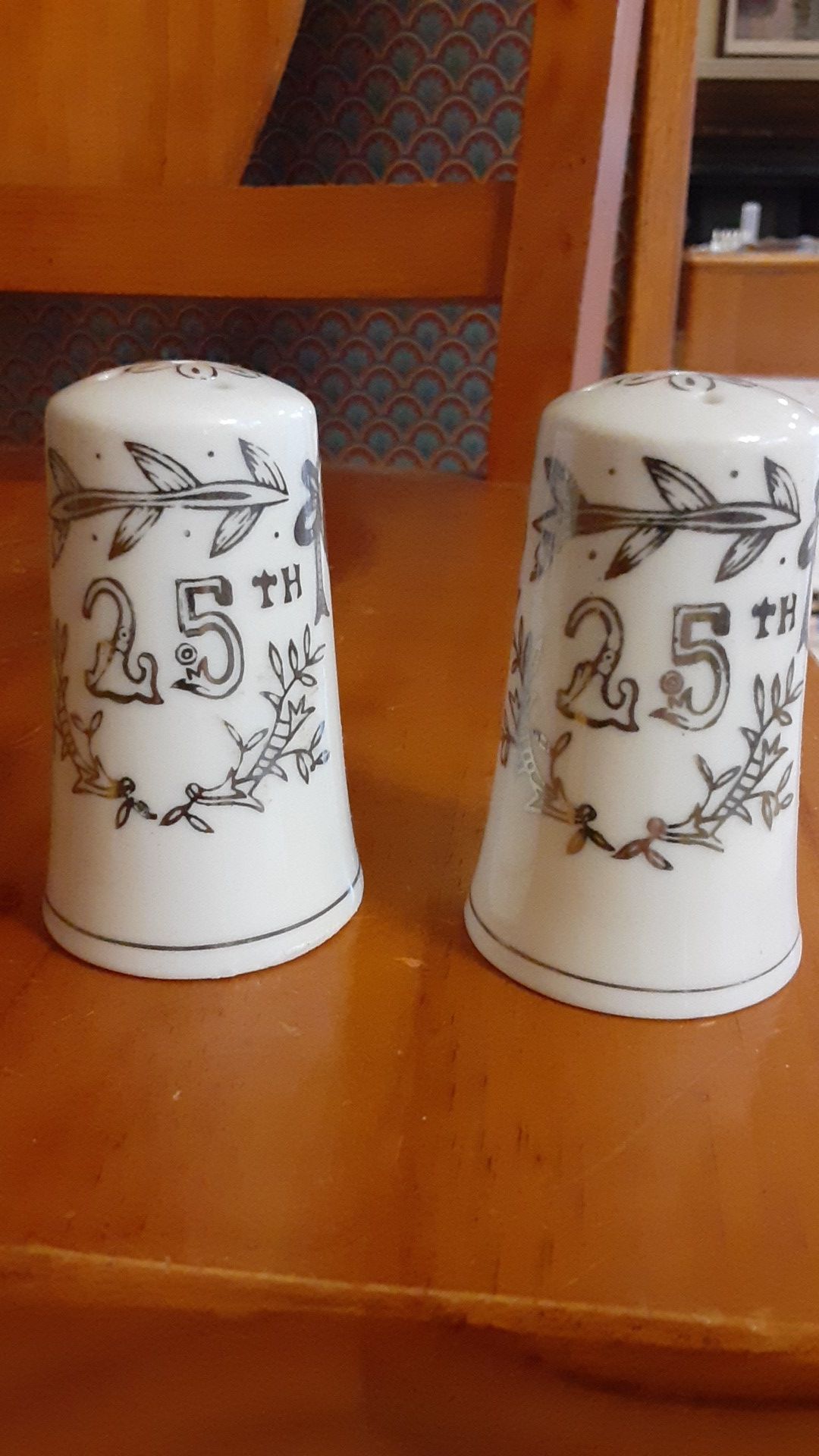 25th Wedding Anniversary Salt and Pepper Shakers