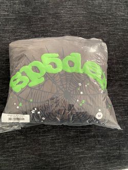 SP5DER OG web hoodie 100% cotton, gray & green, brand new in the bag, size M
