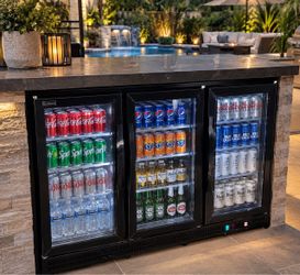 Commercial Back Bar Cooler with 3 Doors,11.4 Cu.Ft Under Counter Beverage Refrigerator, Commercial Display Drink Fridge, LED Lighting For Beer Wine So