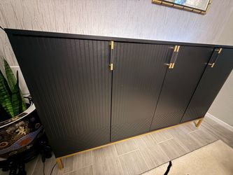 2 Beautiful Black and Gold Storage Cabinets