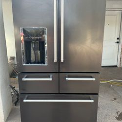 KitchenAid five door black stainless fridge