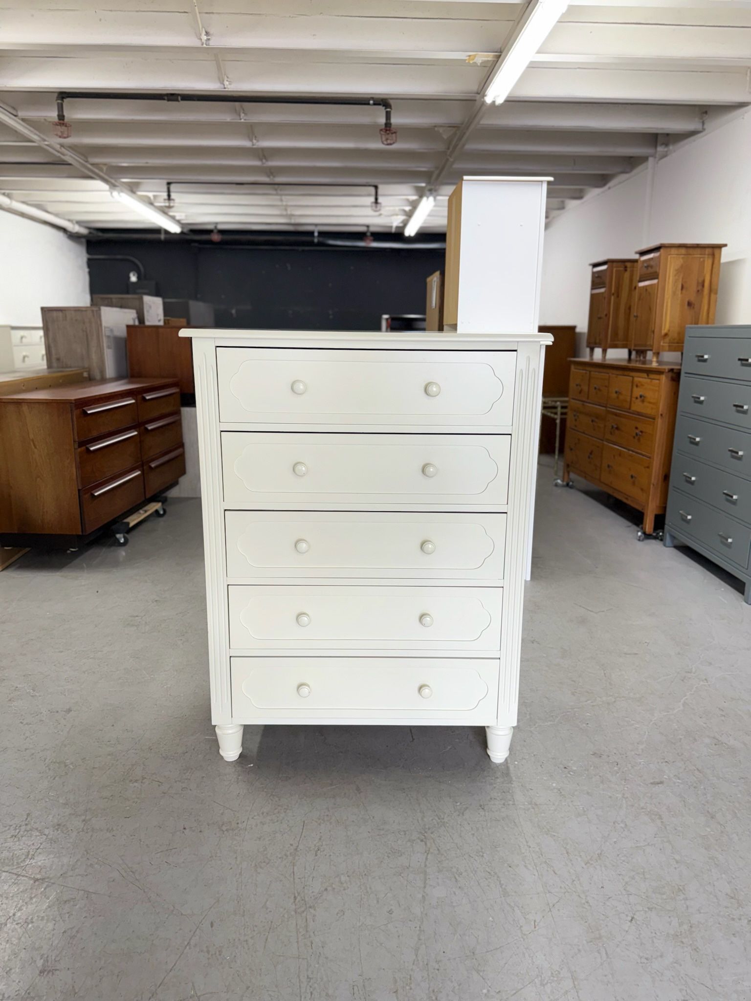 Tall White 5 Drawer Dresser
