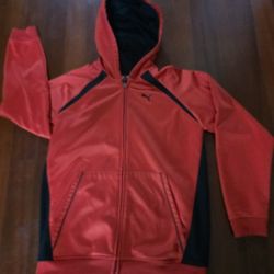 Red and black Puma zip up hoodie
