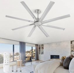 ZMISHIBO 72 Inch Ceiling Fan Without Light, 8 Aluminum Reversible Blades