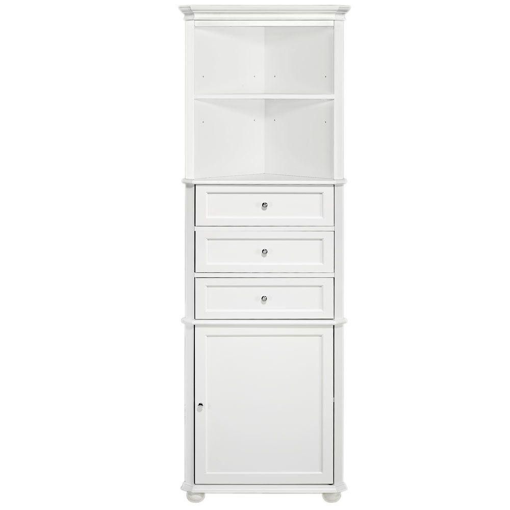 23 in. W x 13 in. D x 67-1/2 in. H Corner Linen Cabinet