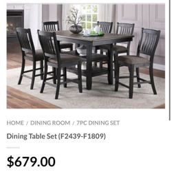 Brown Counter Height Dining Table Set