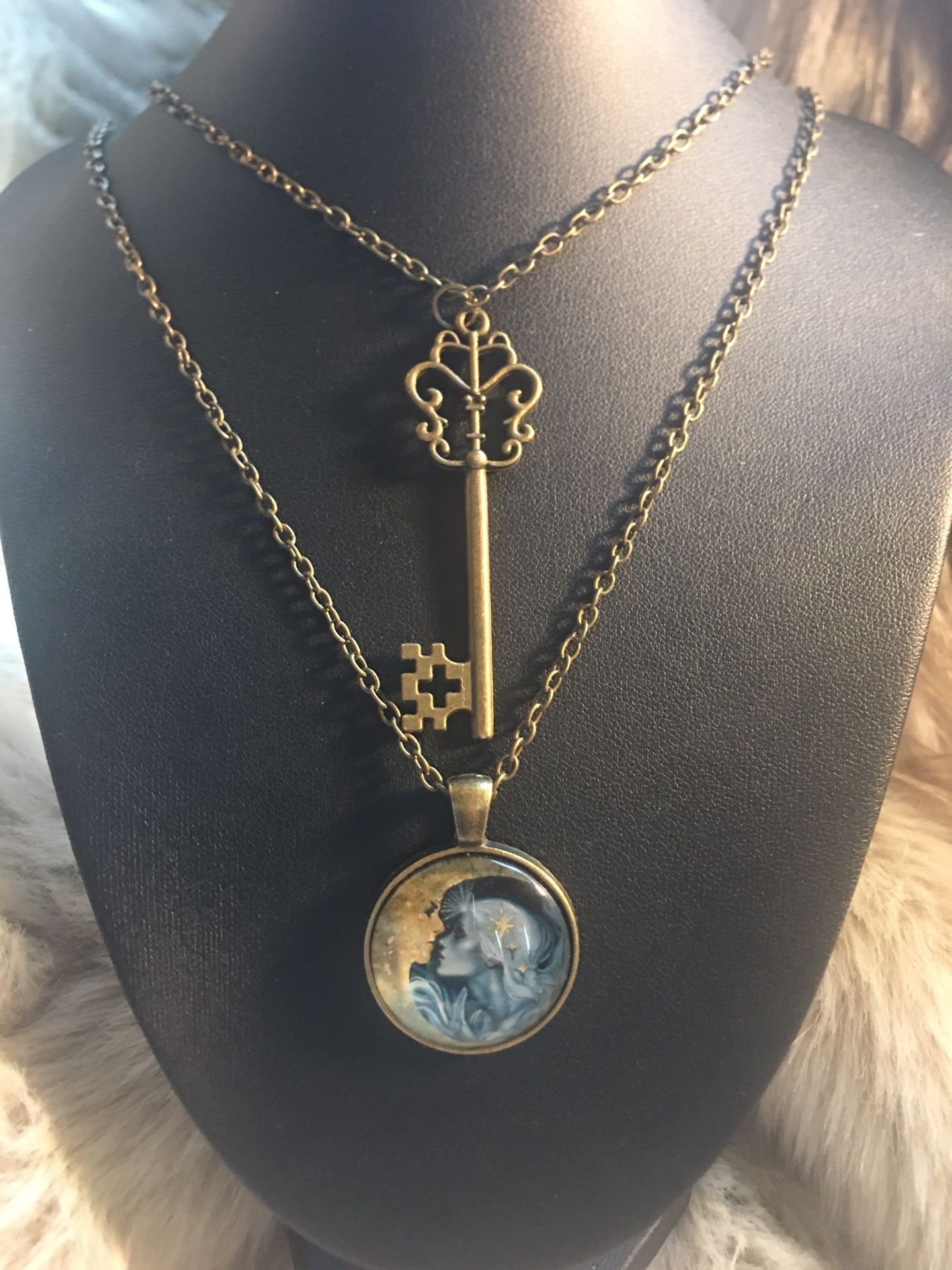 $20 For Both New Antique Bronze Necklaces