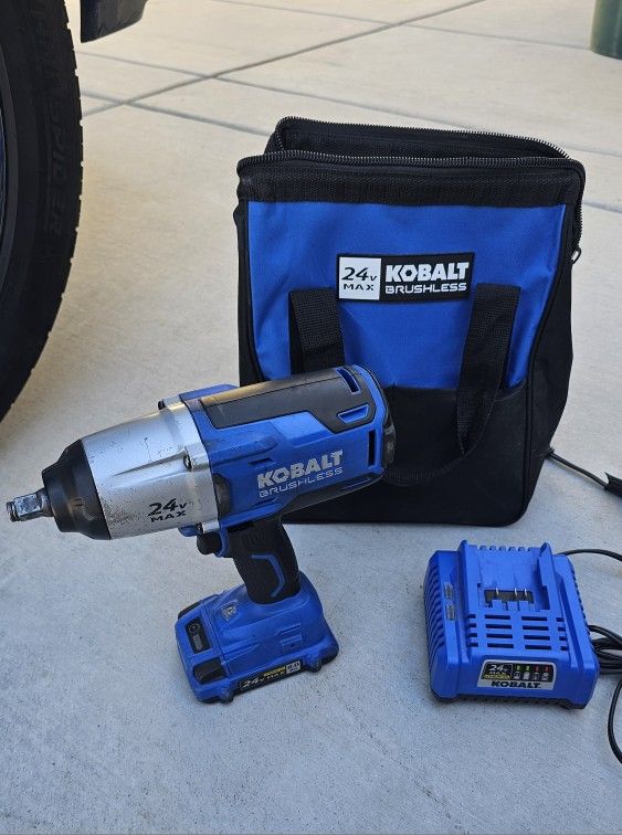 Kobalt 24v 1/2" Impact With Battery, Charger And Bag