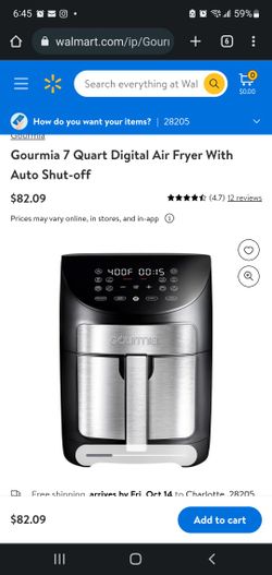 Gourmia 7Qt Digital Air Fryer Auto Shutoff