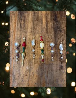 Vintage Nordic Finial Ornament Set of 6 Handmade Beaded Christmas Ornaments ( I ship)