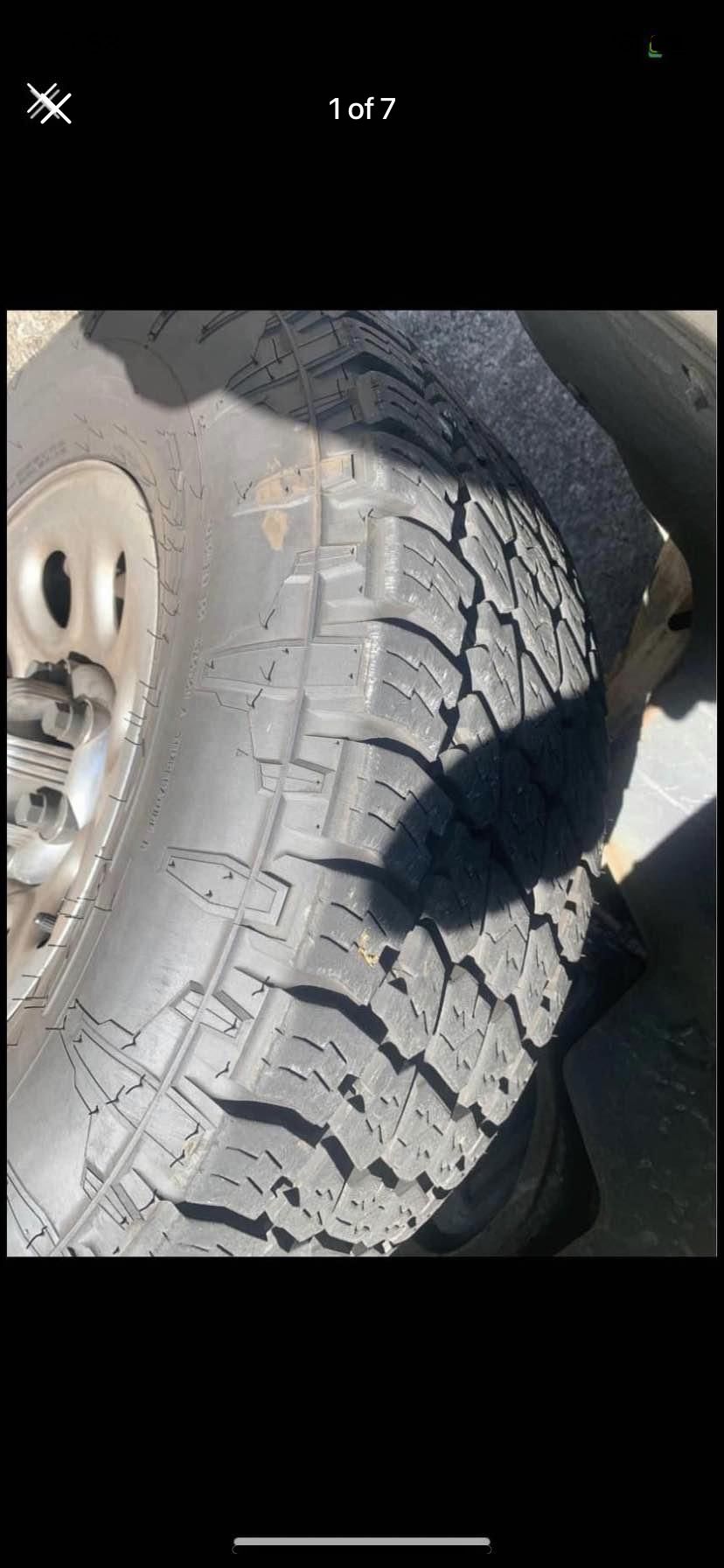 Nitto Ridge Grappler 285/70R17 Tire Mounted on Chevy https://offerup.com/redirect/?o=V2hlZWxzLlRpcmVz Have Less than 2k https://offerup.com/redirect/?