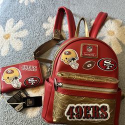 49ers Loungefly Backpack And Wallet 