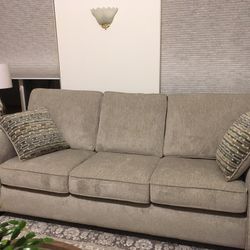 Couch And Love Seat With Coordinating Throw Pillows
