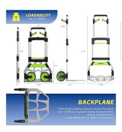 NIB Folding Hand Truck and Dolly,309 lb Capacity Aluminum Portable Cart with Telescoping Handle and PP+EVA Wheels