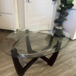Solid Glass Oval Coffee Table