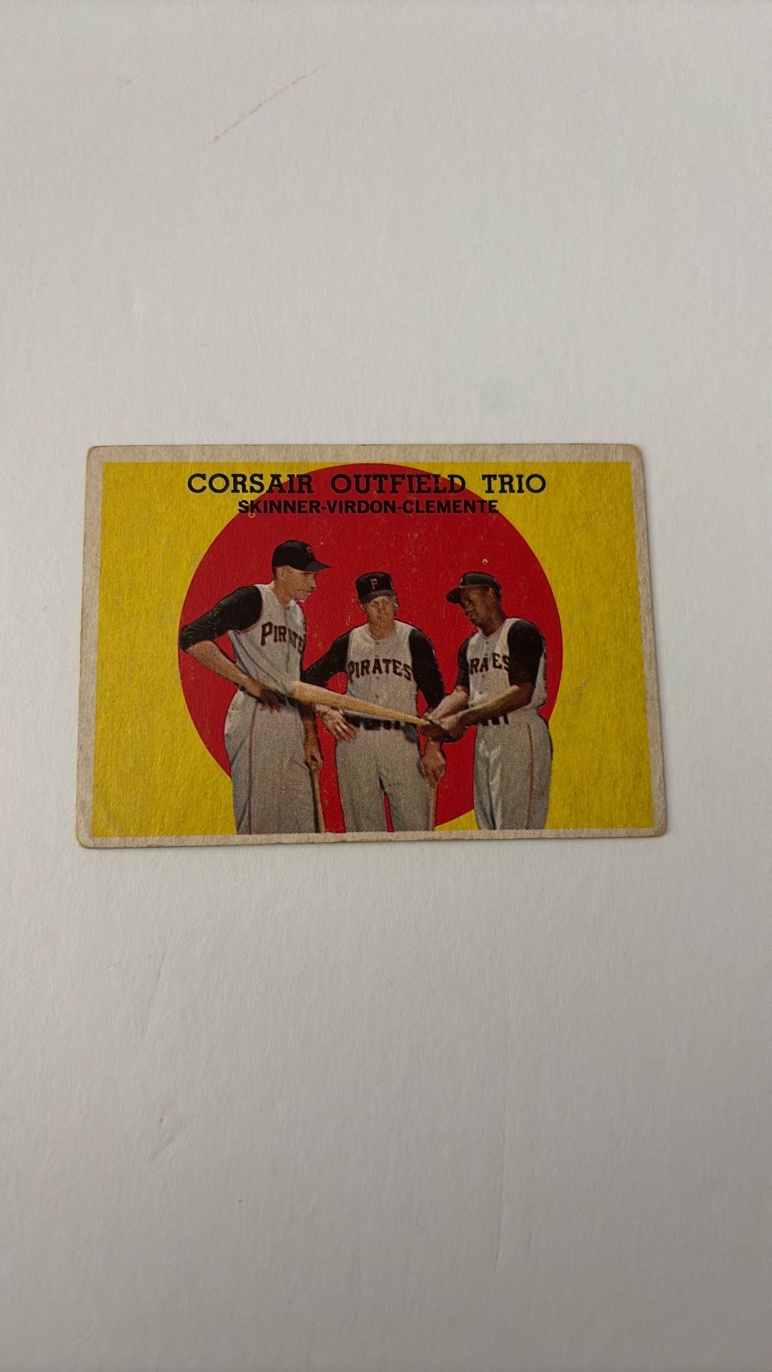 1959 TOPPS BASEBALL CARD SKINNER/VIRDON/CLEMENTE #543 CORSAIR OUTFIELD TRIO 