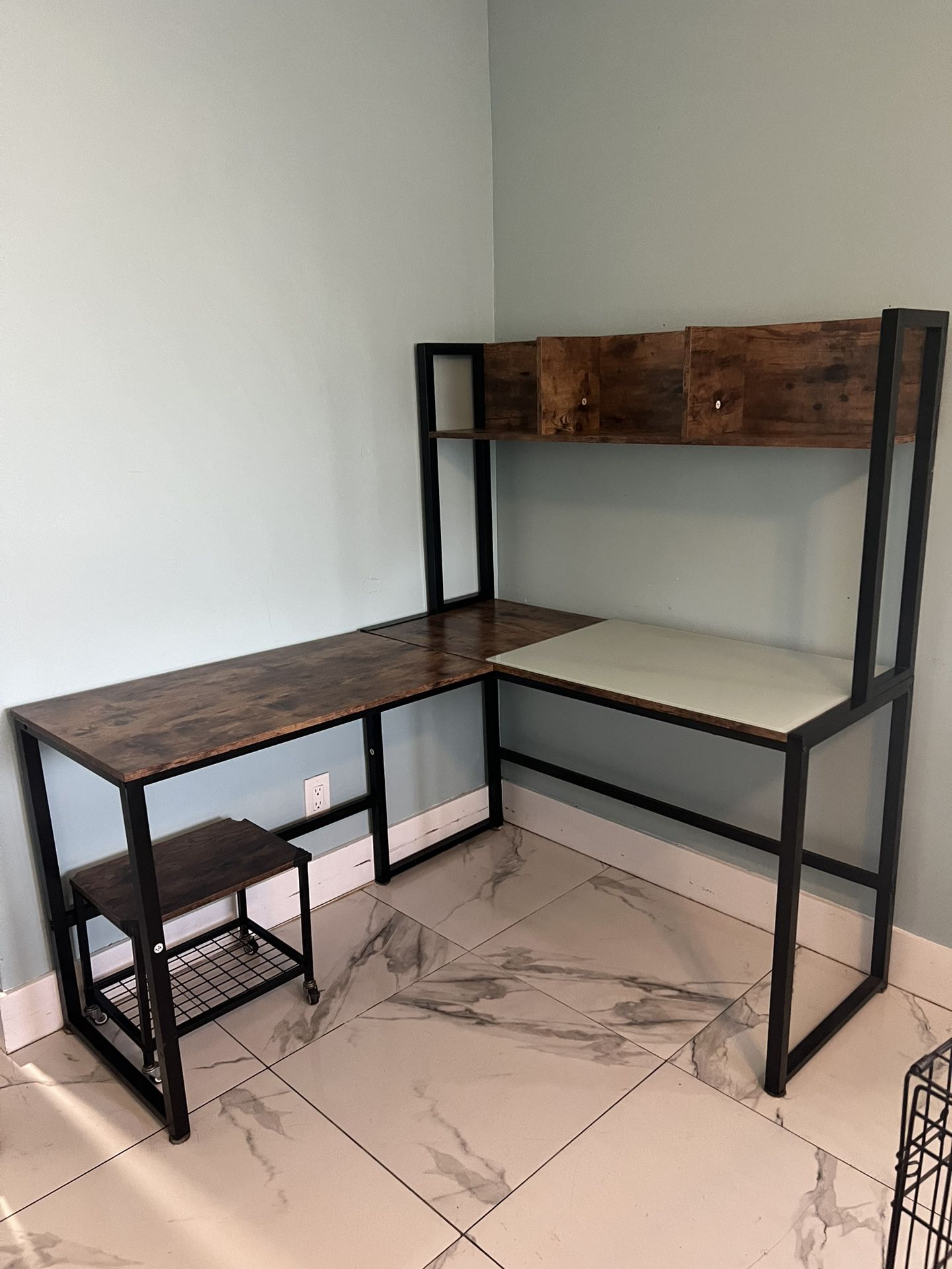 L-Shape desk w/printer stand / $85 FIRM