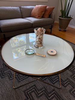 Round Glass Top Coffee Table Gold Frame