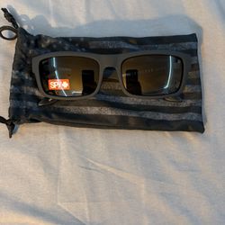 SPY Men Sunglasses Discord Lite Soft Matte Black Grey/Green Polarized Rectangle