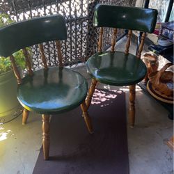 Vintage Chairs Sold As Set  Small Tear On One  One Peg Missing On Bottom 