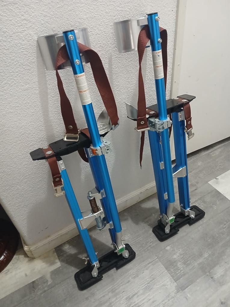 Yescom 24"-40" Drywall Stilts Adjustable Aluminum Tool work With Leg Pads Protection For Painting Painter Taping Blue Yes0482.