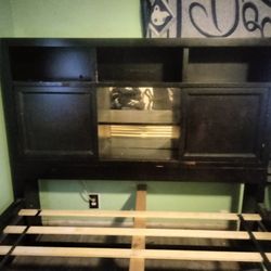 Queen Size Bed Frame, With Storage Area And 2 Drawers 
