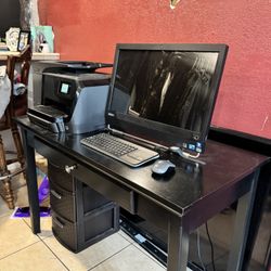 Think Centre Computer , Hp Printer , & Desk