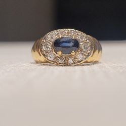 14K Gold Diamond Sapphire Ring