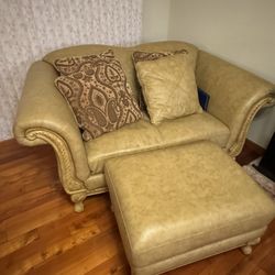Vintage Leather Sofa + Chair + Ottoman Set