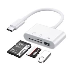 Adaptador USB OTG a Puerto Tipo C, Lector de Tarjetas TF, CF, SD, Flash.