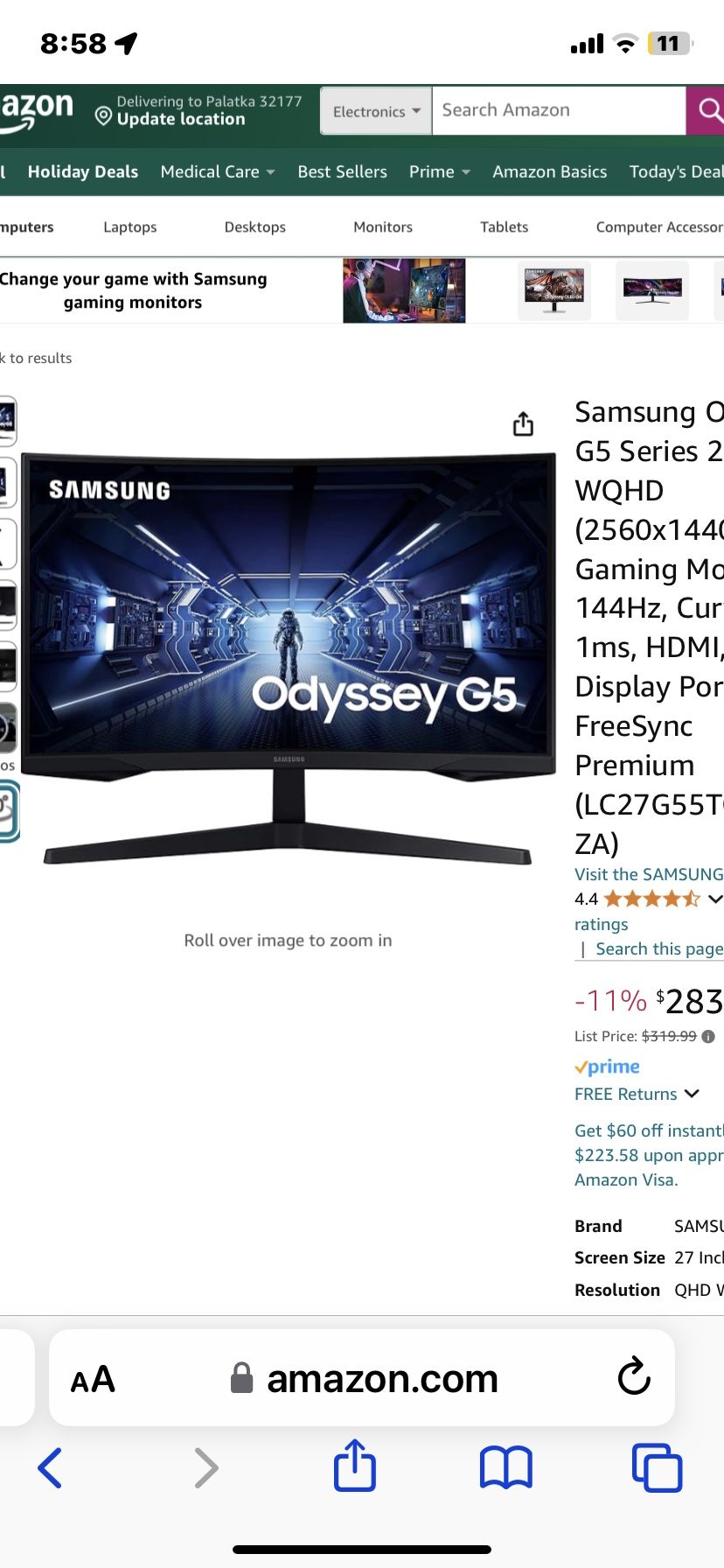 Samsung Odyssey G5 27 inch 144Hz Curved