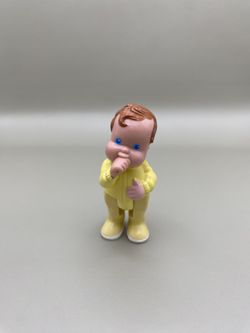 Vintage Fisher Price Loving Family Dream Dollhouse Furniture Nursery Yellow Baby Boy or Girl Doll