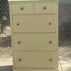Solid Wood Antique Dresser With / Drop Down Cabinet / Desk 