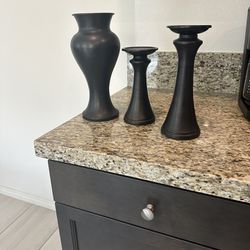 Set Of 3  1 Vase And 2 Candle Holders