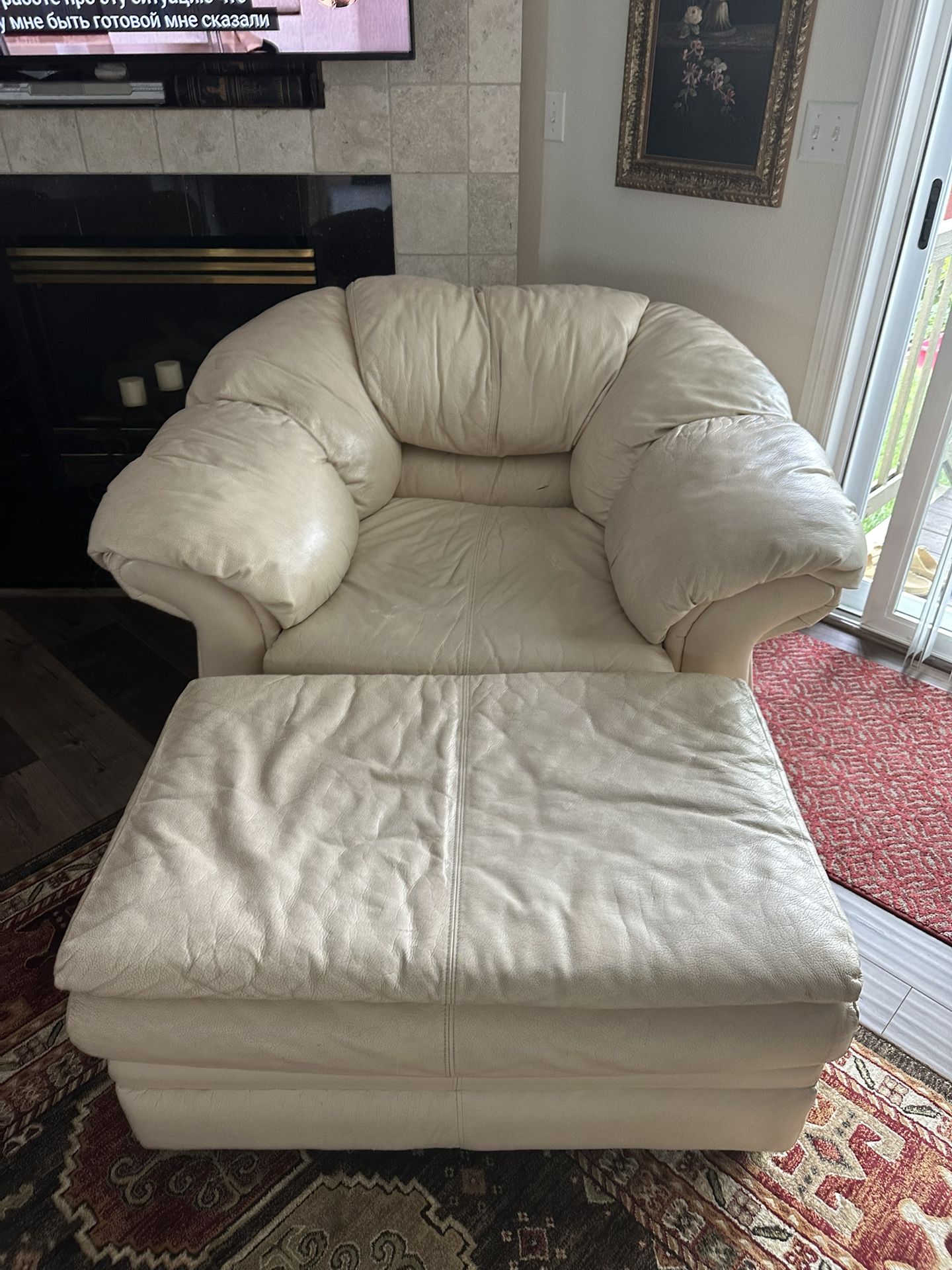 Leather Chairs & Ottoman