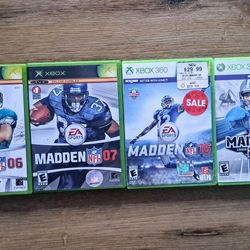 X-Box Original & 360  Madden NCAA Game Lot of 4 Tested Woking With Manuals