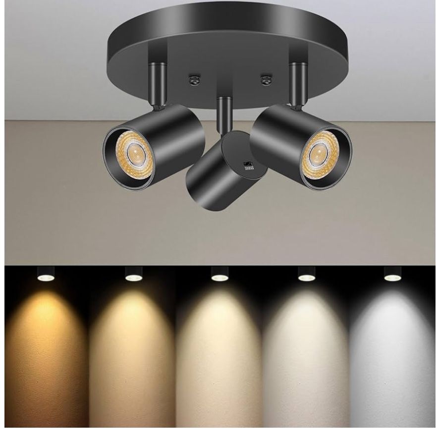 VANoopee 5 Color 3 Light LED Ceiling Spot Light Indoor Flush Mount