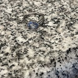 Blue Glass Ring, Silver Band 