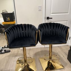 set of 2 velvet adjustable bar stools