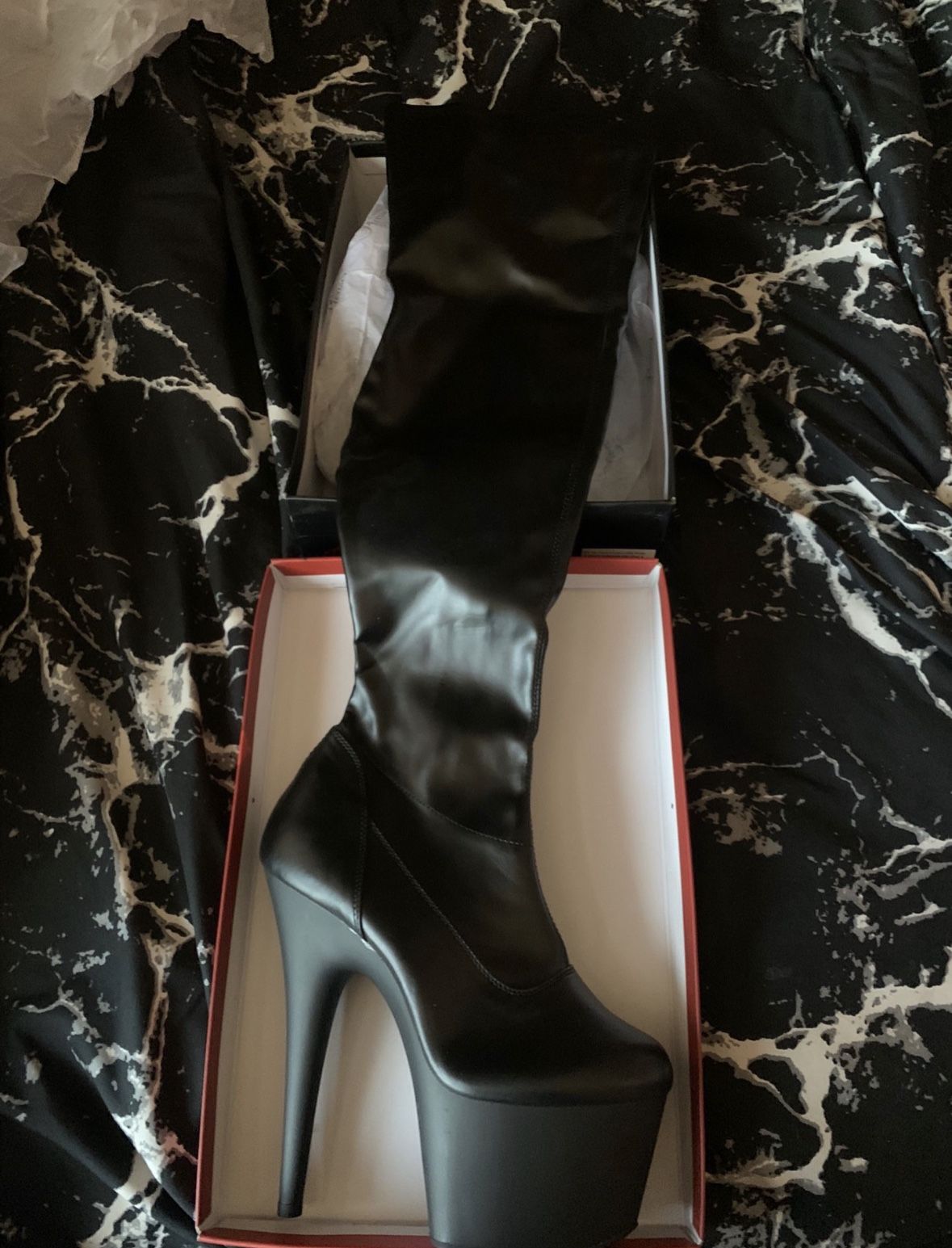 Black Thigh High Pleaser Boots Size 10