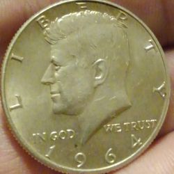 1964 D Over D Kennedy Half Dollar