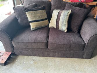 Dark Brown Fabric Loveseat