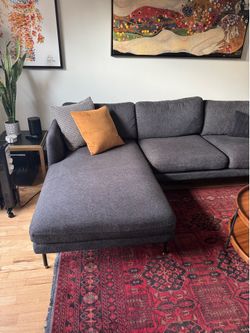 Castlery Pebble Chaise Sectional Sofa – Charcoal Grey