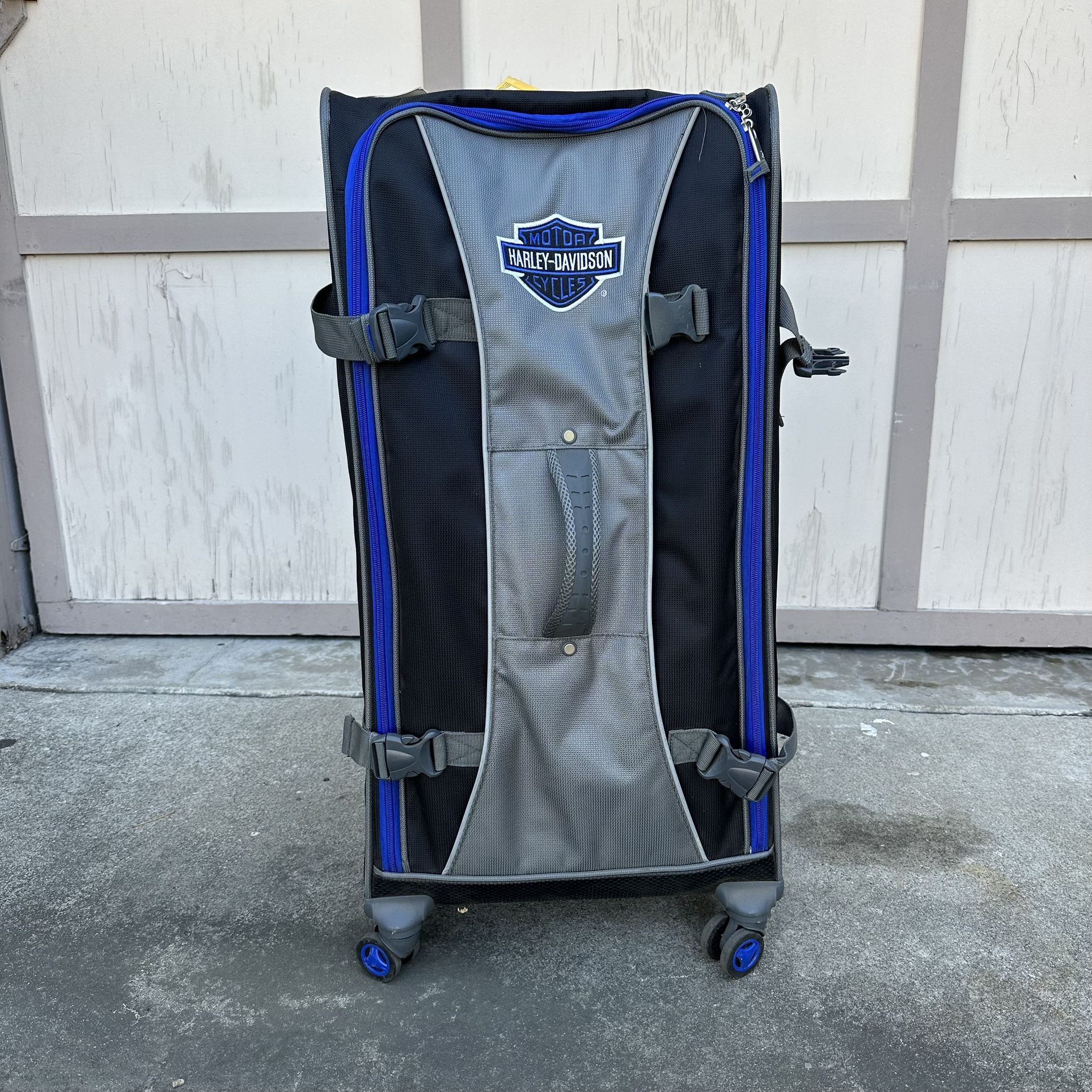 Harley Davidson Rolling Luggage Suitcase 2 Piece Set Blue Black Brand New Old Stock