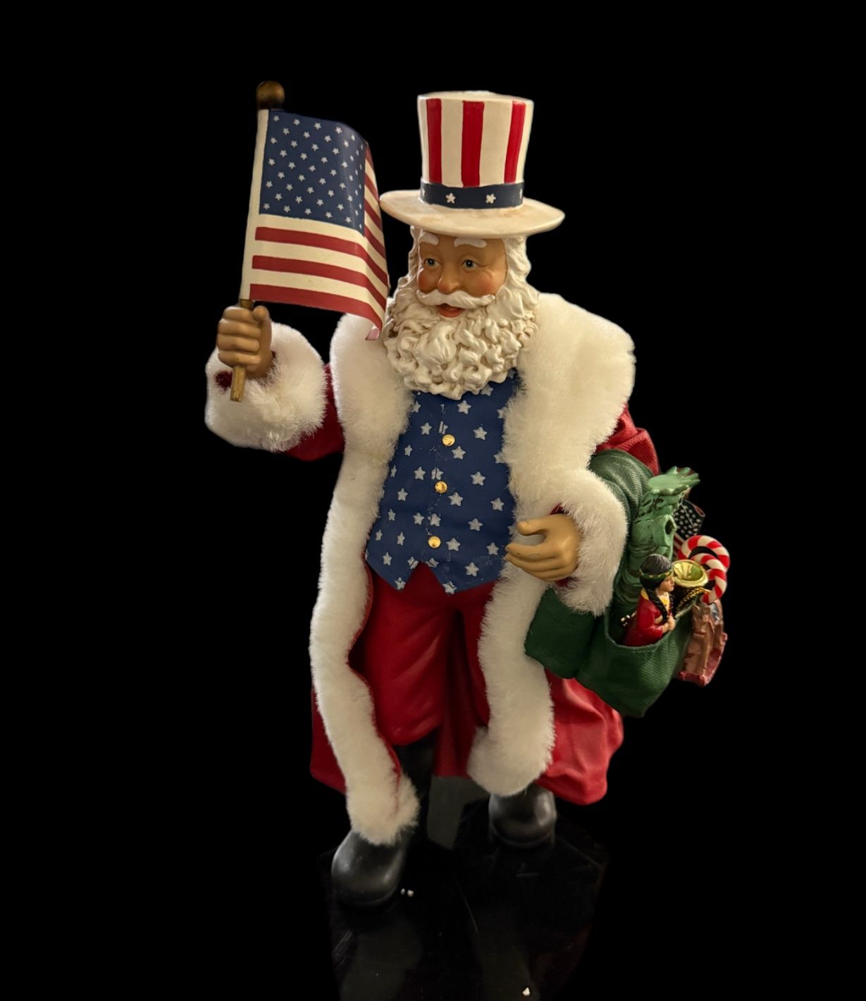 Kurt Adler Christmas American Santa Stars & Stripes Forever FABRICHE 7"