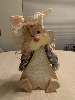 Easter Bunny Decoration - Wood - 18” Tall x 9” Wide